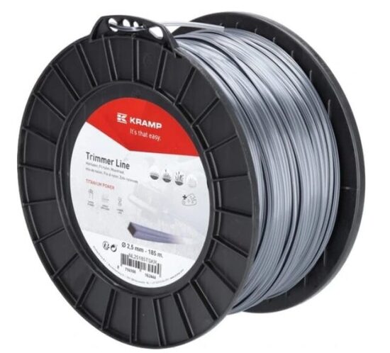 Kramp Titanium Power® trimmera aukla Ø 2,5 mm, 185 m, kvadrātveida, pelēka